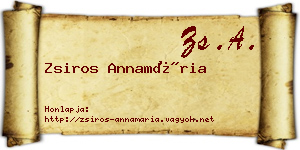 Zsiros Annamária névjegykártya