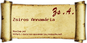 Zsiros Annamária névjegykártya